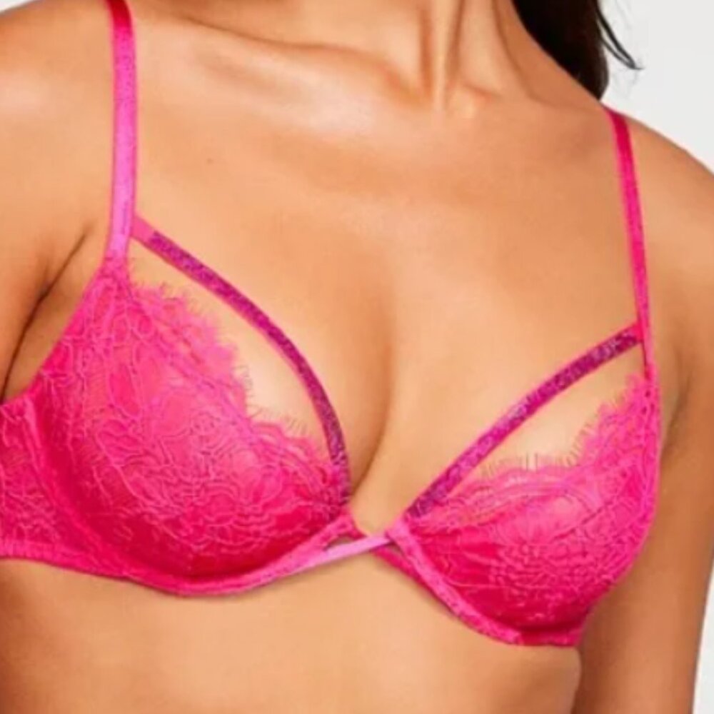 Victoria's Secret Very Sexy Demi Bra 34D Women Underwire NEW Sheer Lace crystals